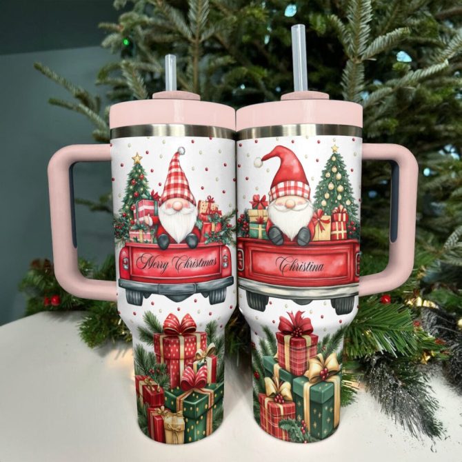 Christmas Gnome Custom Stanley Quencher 40Oz Stainless Steel Tumbler With Handle - Image 3