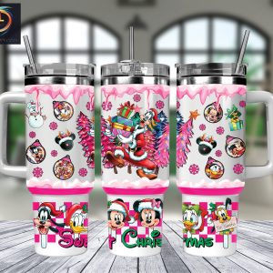 Christmas Goofy And Friends Disney Cartoon Custom Stanley Quencher 40Oz Stainless Steel Tumbler With Handle