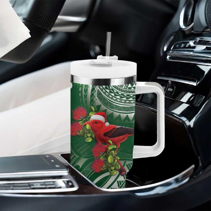 Christmas Hawaii With I #8217;Iwi Bird Aloha Mele Kalikimaka Green Art Custom Stanley Quencher 40Oz Stainless Steel Tumbler With Handle - Image 8