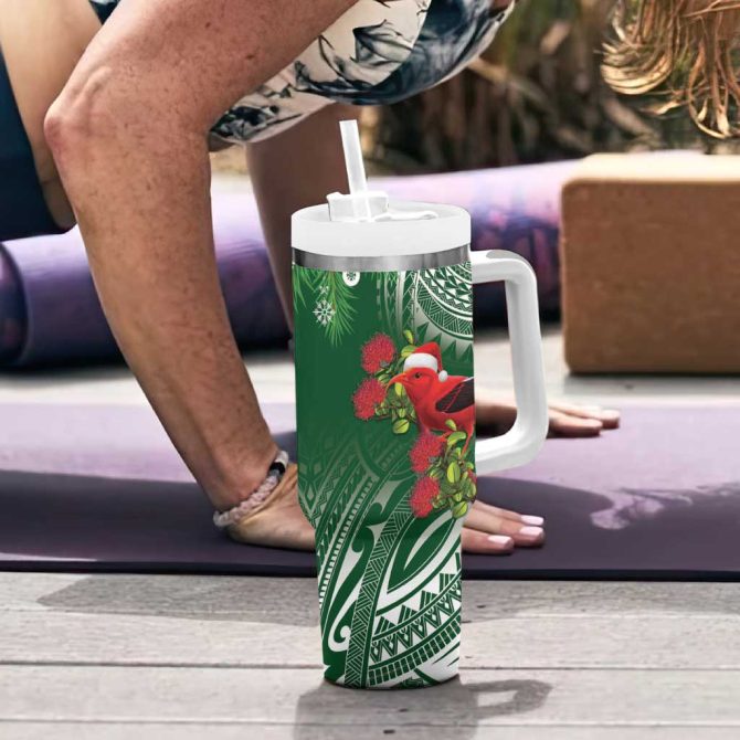 Christmas Hawaii With I #8217;Iwi Bird Aloha Mele Kalikimaka Green Art Custom Stanley Quencher 40Oz Stainless Steel Tumbler With Handle - Image 6