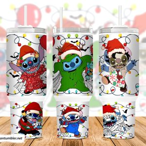 Christmas Horror Stitch Disney Cartoon Custom Stanley Quencher 40Oz Stainless Steel Tumbler With Handle