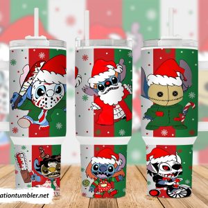 Christmas Horror Stitch Disney Cartoon Custom Stanley Quencher 40Oz Stainless Steel Tumbler With Handle