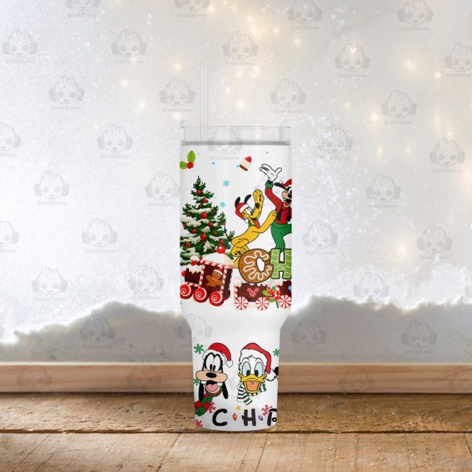 Christmas Mickey And Friends Disney Cartoon Custom Stanley Quencher 40Oz Stainless Steel Tumbler With Handle - Image 3