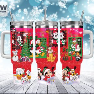 Christmas Mickey And Friends Disney Cartoon Custom Stanley Quencher 40Oz Stainless Steel Tumbler With Handle