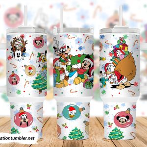 Christmas Mickey And Friends Disney Cartoon Custom Stanley Quencher 40Oz Stainless Steel Tumbler With Handle