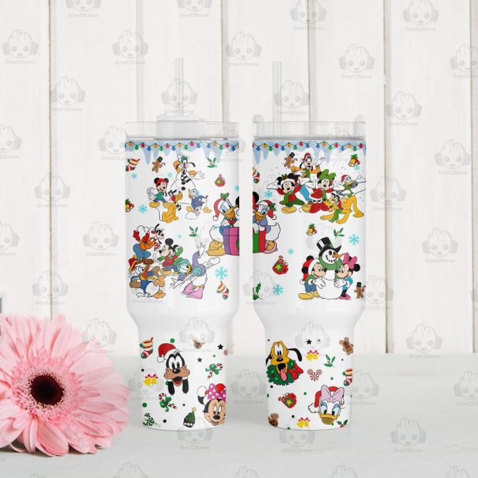 Christmas Mickey And Friends Disney Cartoon Custom Stanley Quencher 40Oz Stainless Steel Tumbler With Handle - Image 4