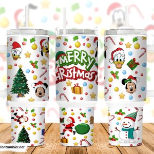 Christmas Mickey And Friends Disney Cartoon Custom Stanley Quencher 40Oz Stainless Steel Tumbler With Handle