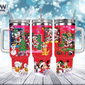 Christmas Mickey And Friends Disney Cartoon Custom Stanley Quencher 40Oz Stainless Steel Tumbler With Handle