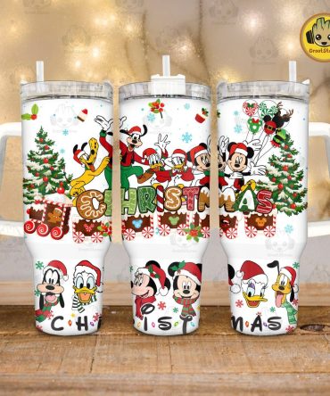 Christmas Mickey And Friends Disney Cartoon Custom Stanley Quencher 40Oz Stainless Steel Tumbler With Handle