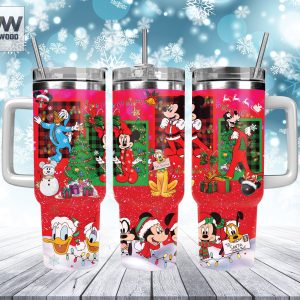 Christmas Mickey And Friends Disney Cartoon Custom Stanley Quencher 40Oz Stainless Steel Tumbler With Handle
