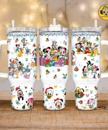 Christmas Mickey And Friends Disney Cartoon Custom Stanley Quencher 40Oz Stainless Steel Tumbler With Handle