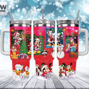 Christmas Mickey And Friends Disney Cartoon Custom Stanley Quencher 40Oz Stainless Steel Tumbler With Handle