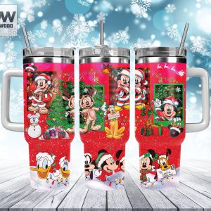 Christmas Mickey And Friends Disney Cartoon Custom Stanley Quencher 40Oz Stainless Steel Tumbler With Handle