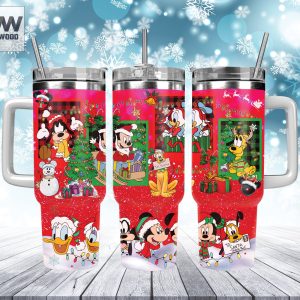 Christmas Mickey And Friends Disney Cartoon Custom Stanley Quencher 40Oz Stainless Steel Tumbler With Handle