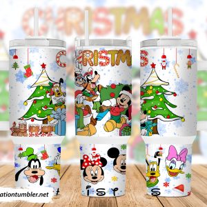 Christmas Mickey And Friends Disney Cartoon Custom Stanley Quencher 40Oz Stainless Steel Tumbler With Handle