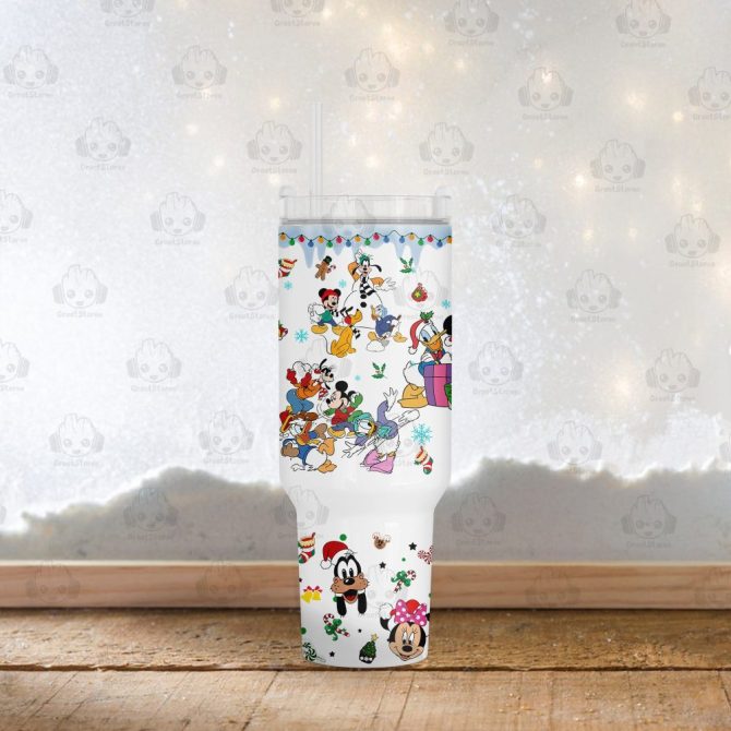 Christmas Mickey And Friends Disney Cartoon Custom Stanley Quencher 40Oz Stainless Steel Tumbler With Handle - Image 3