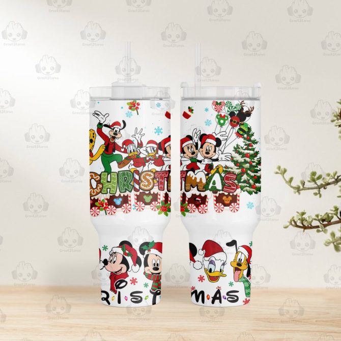 Christmas Mickey And Friends Disney Cartoon Custom Stanley Quencher 40Oz Stainless Steel Tumbler With Handle - Image 4