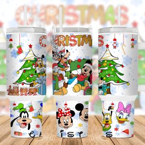 Christmas Mickey And Friends Disney Cartoon Custom Stanley Quencher 40Oz Stainless Steel Tumbler With Handle