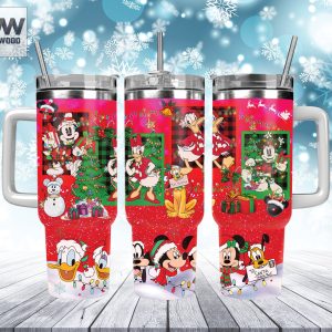 Christmas Mickey And Friends Disney Cartoon Custom Stanley Quencher 40Oz Stainless Steel Tumbler With Handle
