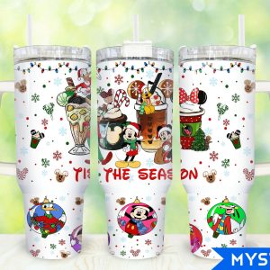 Christmas Mickey And Friends Disney Cartoon Custom Stanley Quencher 40Oz Stainless Steel Tumbler With Handle