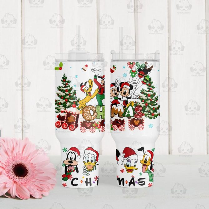 Christmas Mickey And Friends Disney Cartoon Custom Stanley Quencher 40Oz Stainless Steel Tumbler With Handle - Image 2