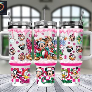 Christmas Mickey And Minnie Disney Cartoon Custom Stanley Quencher 40Oz Stainless Steel Tumbler With Handle