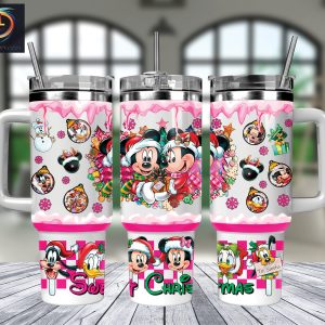 Christmas Mickey And Minnie Disney Cartoon Custom Stanley Quencher 40Oz Stainless Steel Tumbler With Handle