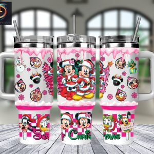 Christmas Mickey And Minnie Disney Cartoon Custom Stanley Quencher 40Oz Stainless Steel Tumbler With Handle