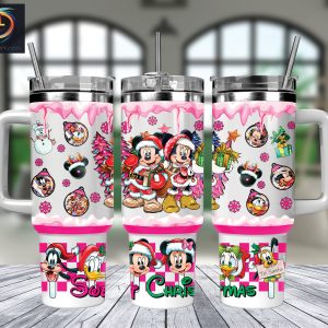 Christmas Mickey And Minnie Disney Cartoon Custom Stanley Quencher 40Oz Stainless Steel Tumbler With Handle