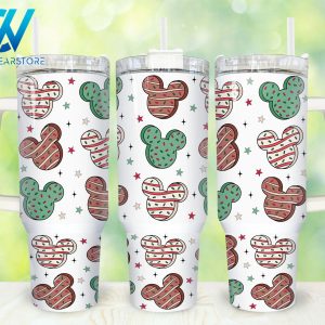 Christmas Mickey Mouse Disney Cartoon Custom Stanley Quencher 40Oz Stainless Steel Tumbler With Handle
