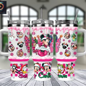 Christmas Minnie And Friends Disney Cartoon Custom Stanley Quencher 40Oz Stainless Steel Tumbler With Handle