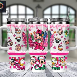 Christmas Minnie And Friends Disney Cartoon Custom Stanley Quencher 40Oz Stainless Steel Tumbler With Handle