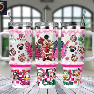 Christmas Minnie And Friends Disney Cartoon Custom Stanley Quencher 40Oz Stainless Steel Tumbler With Handle