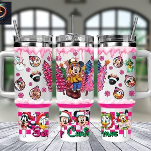 Christmas Minnie And Friends Disney Cartoon Custom Stanley Quencher 40Oz Stainless Steel Tumbler With Handle