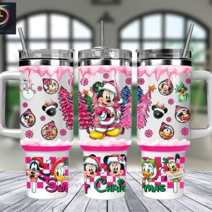 Christmas Minnie And Friends Disney Cartoon Custom Stanley Quencher 40Oz Stainless Steel Tumbler With Handle