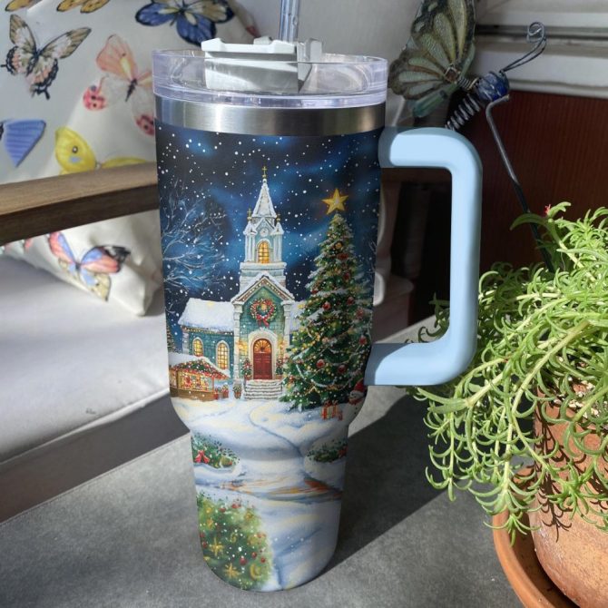 Christmas Night Church Custom Stanley Quencher 40Oz Stainless Steel Tumbler With Handle - Image 2