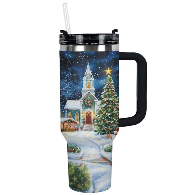 Christmas Night Church Custom Stanley Quencher 40Oz Stainless Steel Tumbler With Handle