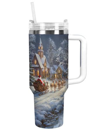 Christmas Night Custom Stanley Quencher 40Oz Stainless Steel Tumbler With Handle