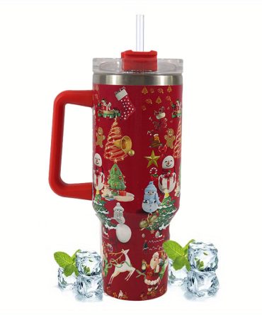 Christmas Pattern Custom Stanley Quencher 40Oz Stainless Steel Tumbler With Handle