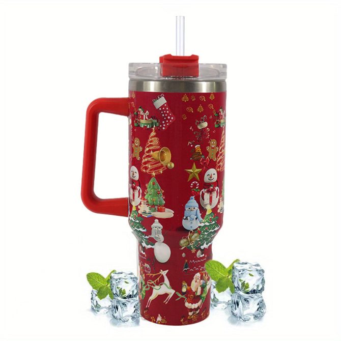 Christmas Pattern Custom Stanley Quencher 40Oz Stainless Steel Tumbler With Handle