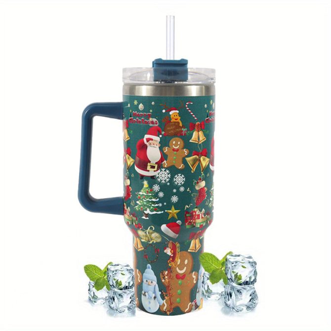 Christmas Pattern Custom Stanley Quencher 40Oz Stainless Steel Tumbler With Handle