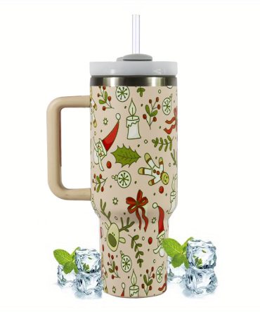 Christmas Pattern Custom Stanley Quencher 40Oz Stainless Steel Tumbler With Handle