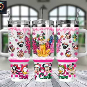 Christmas Pluto And Friends Disney Cartoon Custom Stanley Quencher 40Oz Stainless Steel Tumbler With Handle