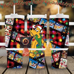 Christmas Pluto Dog Disney Cartoon Custom Stanley Quencher 40Oz Stainless Steel Tumbler With Handle