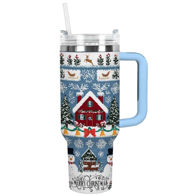 Christmas Quilt Custom Stanley Quencher 40Oz Stainless Steel Tumbler With Handle