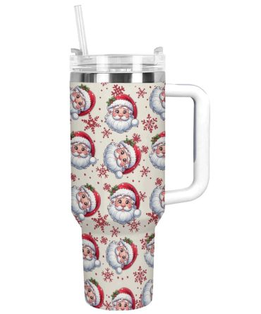 Christmas Santa Claus Custom Stanley Quencher 40Oz Stainless Steel Tumbler With Handle