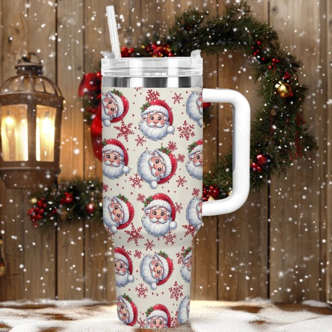Christmas Santa Claus Custom Stanley Quencher 40Oz Stainless Steel Tumbler With Handle - Image 2