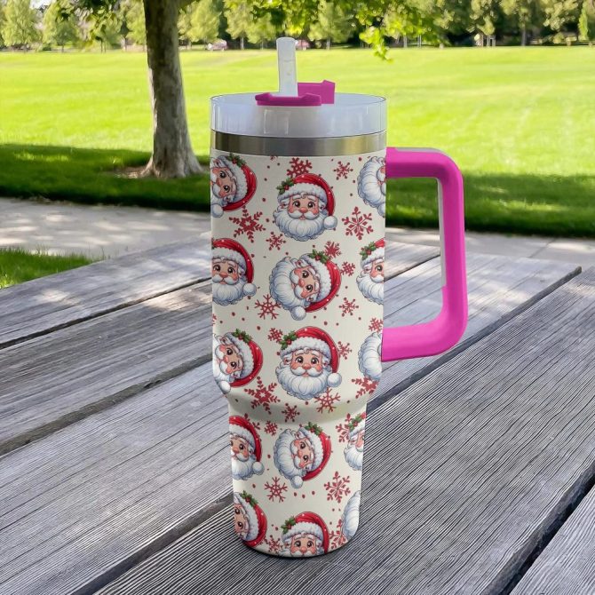 Christmas Santa Claus Custom Stanley Quencher 40Oz Stainless Steel Tumbler With Handle - Image 3