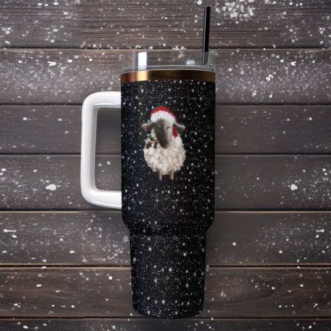 Christmas Sheep Custom Stanley Quencher 40Oz Stainless Steel Tumbler With Handle - Image 2