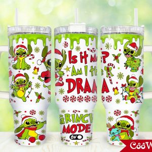 Christmas Stitch Cartoon Custom Stanley Quencher 40Oz Stainless Steel Tumbler With Handle